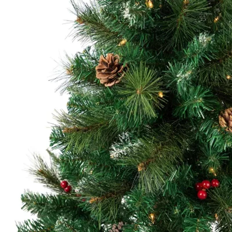 Northlight Frosted Carolina Berry Spruce Artificial  Clear Lights 4 Foot Pre-Lit Christmas Tree