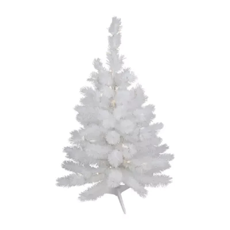 Northlight White Alaskan Artificial  Warm White Led Lights 3 Foot Pre-Lit Pine Christmas Tree