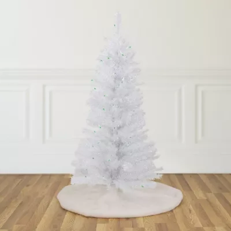 Northlight Rockport White Artificial  Green Lights 4 Foot Pre-Lit Pine Christmas Tree