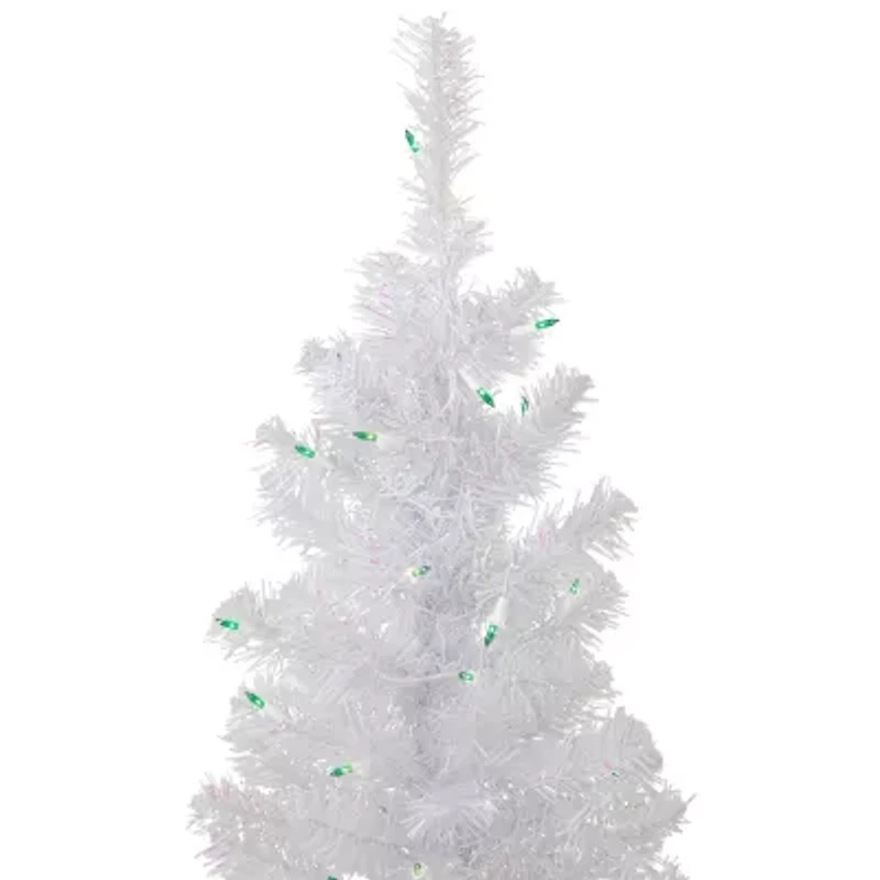 Northlight Rockport White Artificial  Green Lights 4 Foot Pre-Lit Pine Christmas Tree
