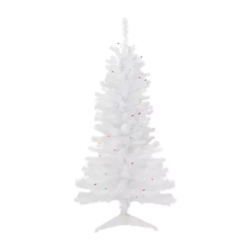 Northlight Woodbury White Slim Artificial Multi Lights 4 Foot Pre-Lit Pine Christmas Tree