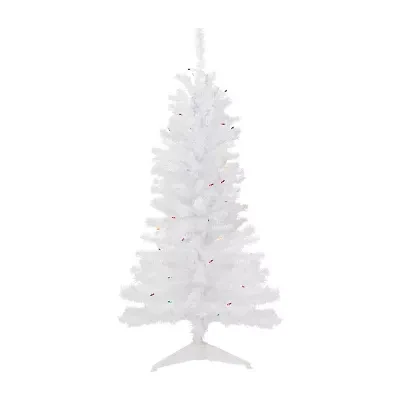 Northlight Woodbury White Slim Artificial Multi Lights 4 Foot Pre-Lit Pine Christmas Tree