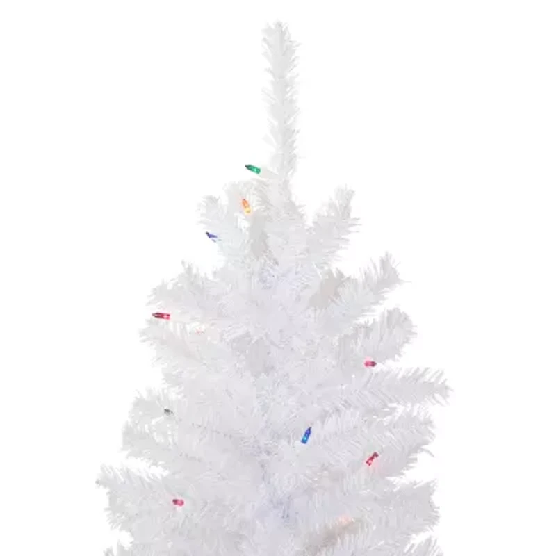 Northlight Woodbury White Slim Artificial Multi Lights 4 Foot Pre-Lit Pine Christmas Tree