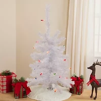 Northlight Lighted Woodbury White Slim Artificial  Multi Lights 2 Foot Pre-Lit Pine Christmas Tree