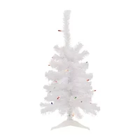 Northlight Lighted Woodbury White Slim Artificial  Multi Lights 2 Foot Pre-Lit Pine Christmas Tree