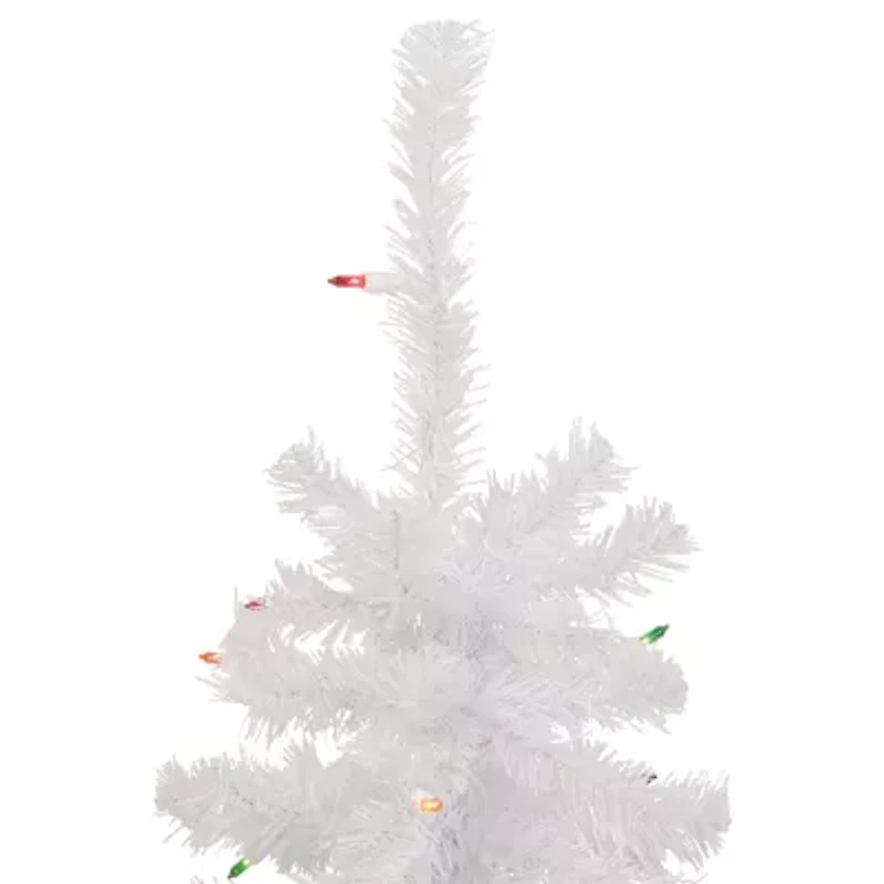 Northlight Lighted Woodbury White Slim Artificial  Multi Lights 2 Foot Pre-Lit Pine Christmas Tree