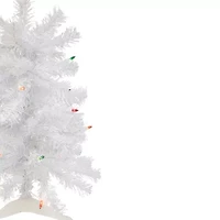 Northlight Lighted Woodbury White Slim Artificial  Multi Lights 2 Foot Pre-Lit Pine Christmas Tree