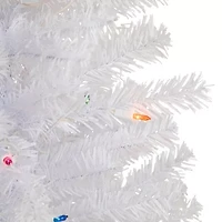 Northlight Lighted Woodbury White Slim Artificial  Multi Lights 2 Foot Pre-Lit Pine Christmas Tree