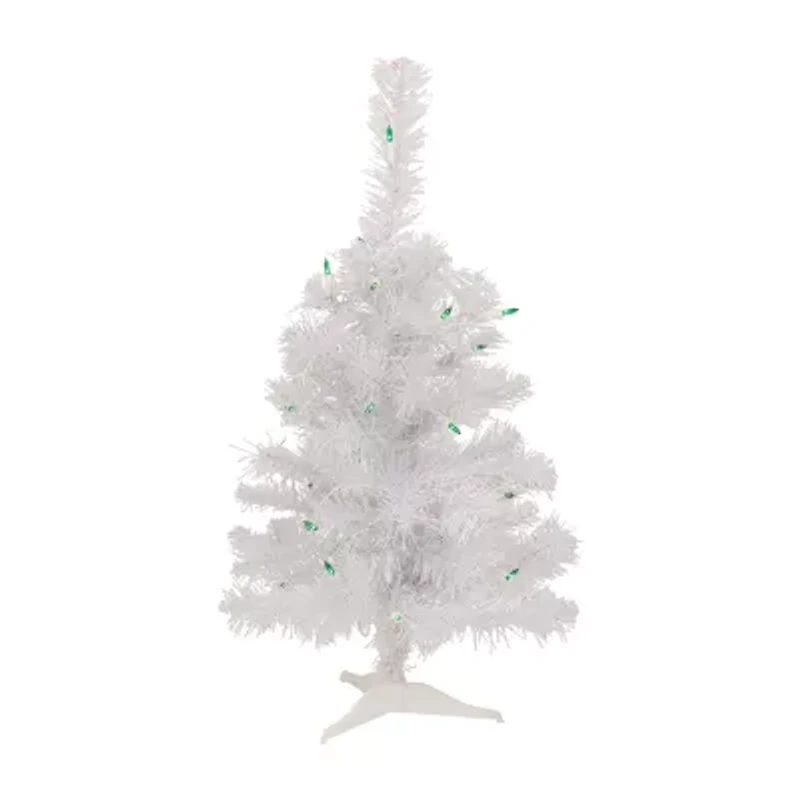 Northlight Lighted Rockport White Artificial  Green Lights 2 Foot Pre-Lit Pine Christmas Tree