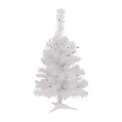 Northlight Lighted Rockport White Artificial  Green Lights 2 Foot Pre-Lit Pine Christmas Tree