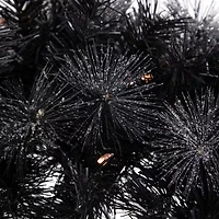 36'' Battery Operated Black Bristle Artificial Christmas Wreath  Warm White LED Lights