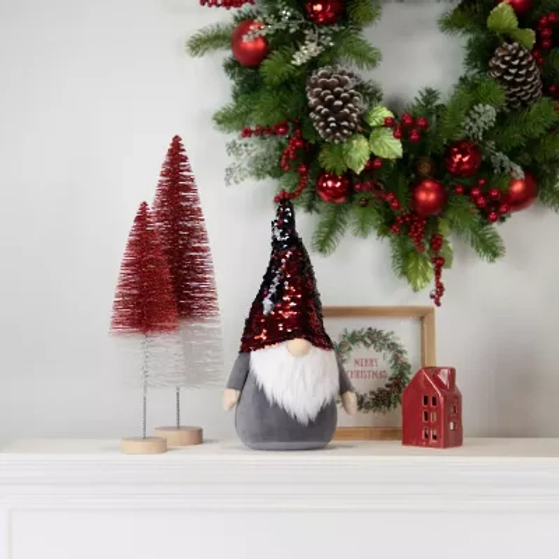 Northlight 11in Standing  Christmas Decoration With Red Flip Sequin Hat Christmas Gnome
