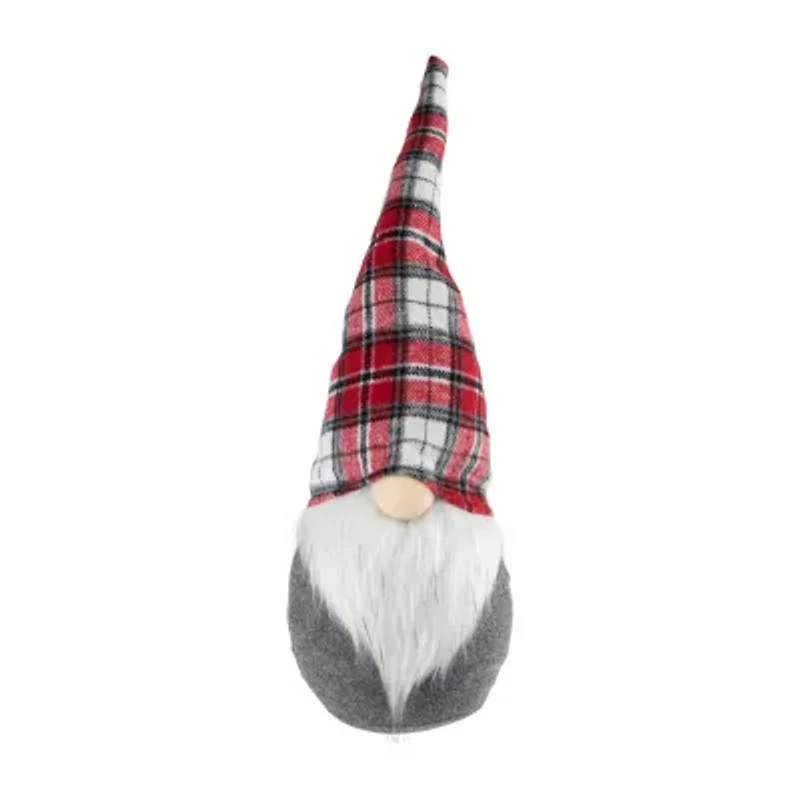 Northlight 18.75in Gray  With Red Plaid Hat Christmas Decoration Christmas Gnome