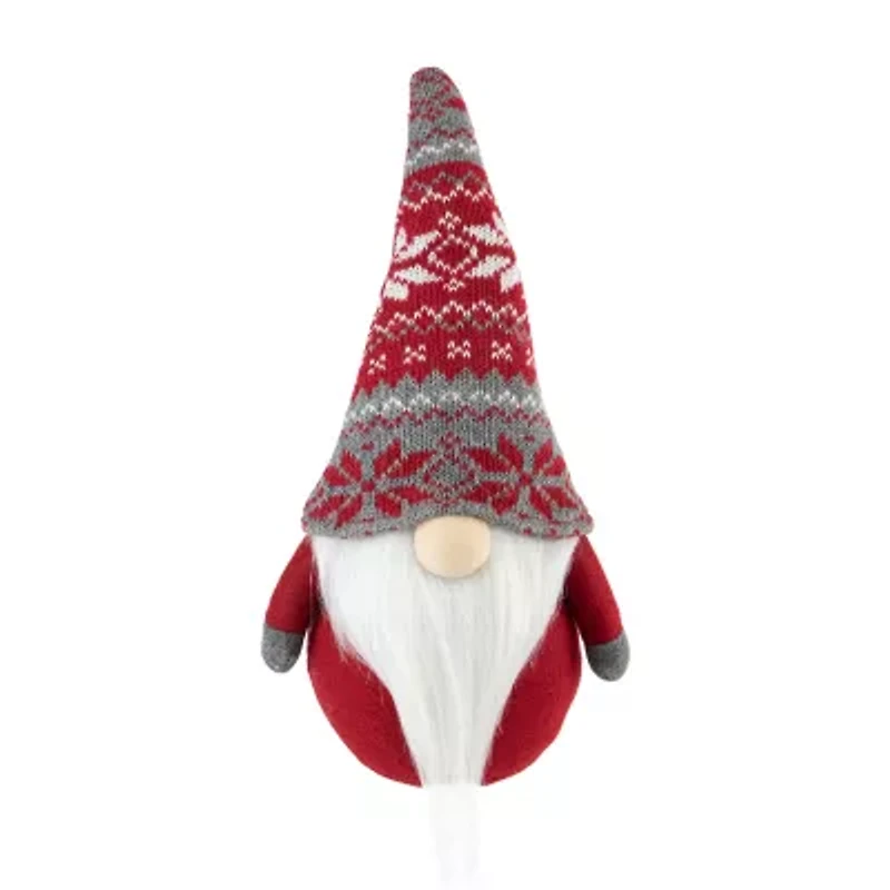 Northlight 12in Red And Gray Standing  With Nordic Hat Christmas Decoration Christmas Gnome