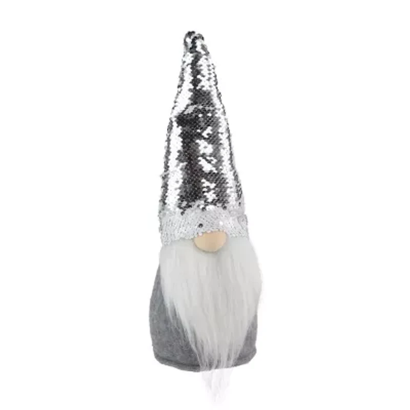 Northlight 14in Gray Standing Christmas With Silver Flip Sequin Hat Christmas Gnome