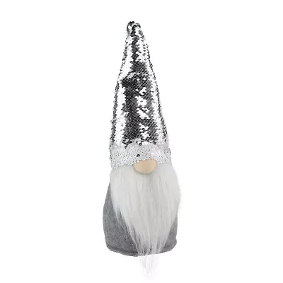 Northlight 14in Gray Standing Christmas  With Silver Flip Sequin Hat Christmas Gnome