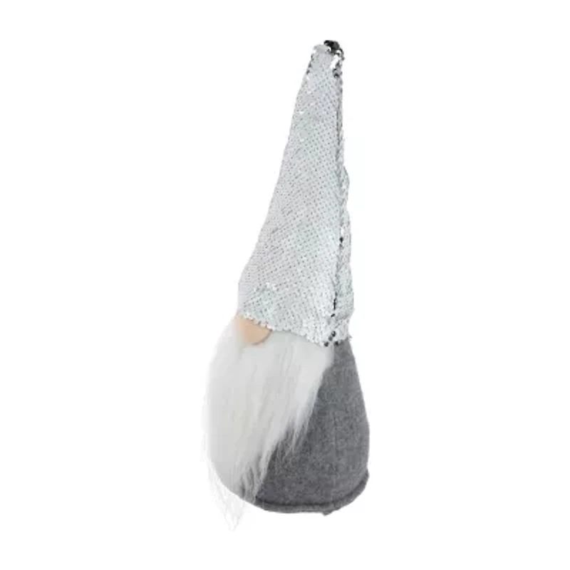 Northlight 14in Gray Standing Christmas  With Silver Flip Sequin Hat Christmas Gnome
