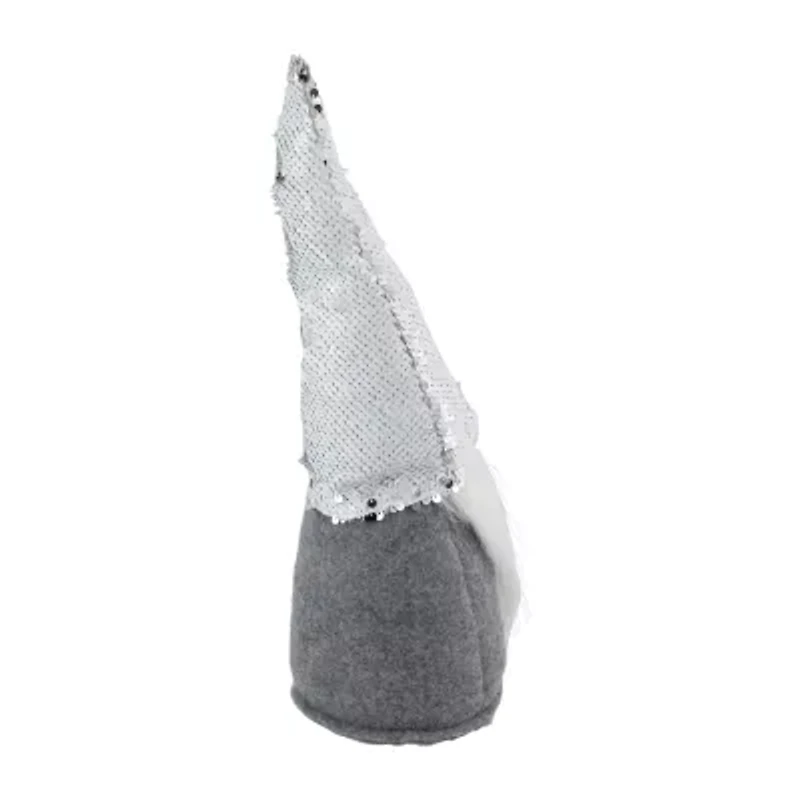 Northlight 14in Gray Standing Christmas  With Silver Flip Sequin Hat Christmas Gnome