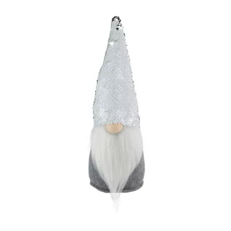 Northlight 14in Gray Standing Christmas  With Silver Flip Sequin Hat Christmas Gnome