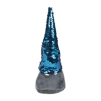 Northlight 13.5in Gray Standing Christmas  Decoration With Blue Flip Sequin Hat Christmas Gnome