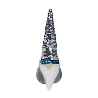 Northlight 13.5in Gray Standing Christmas  Decoration With Blue Flip Sequin Hat Christmas Gnome