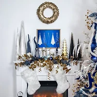 Northlight 19in Navy Blue Standing Christmas  Tabletop Decoration Christmas Gnome