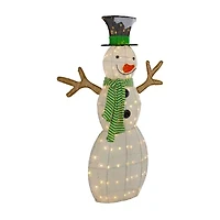 Northlight 43in Led Lighted Snowman With Top Hat And Green Scarf Christmas Yard Art