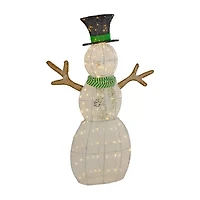 Northlight 43in Led Lighted Snowman With Top Hat And Green Scarf Christmas Yard Art