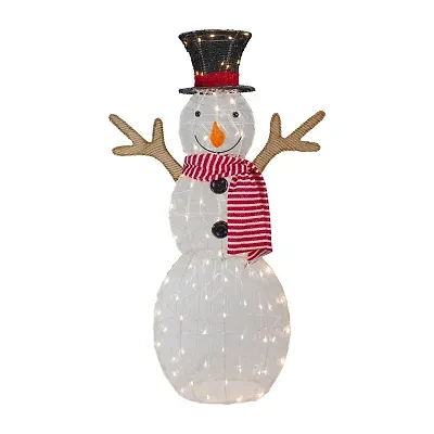 Northlight 48in Led Lighted Snowman With Top Hat And Red Scarf Christmas Yard Art
