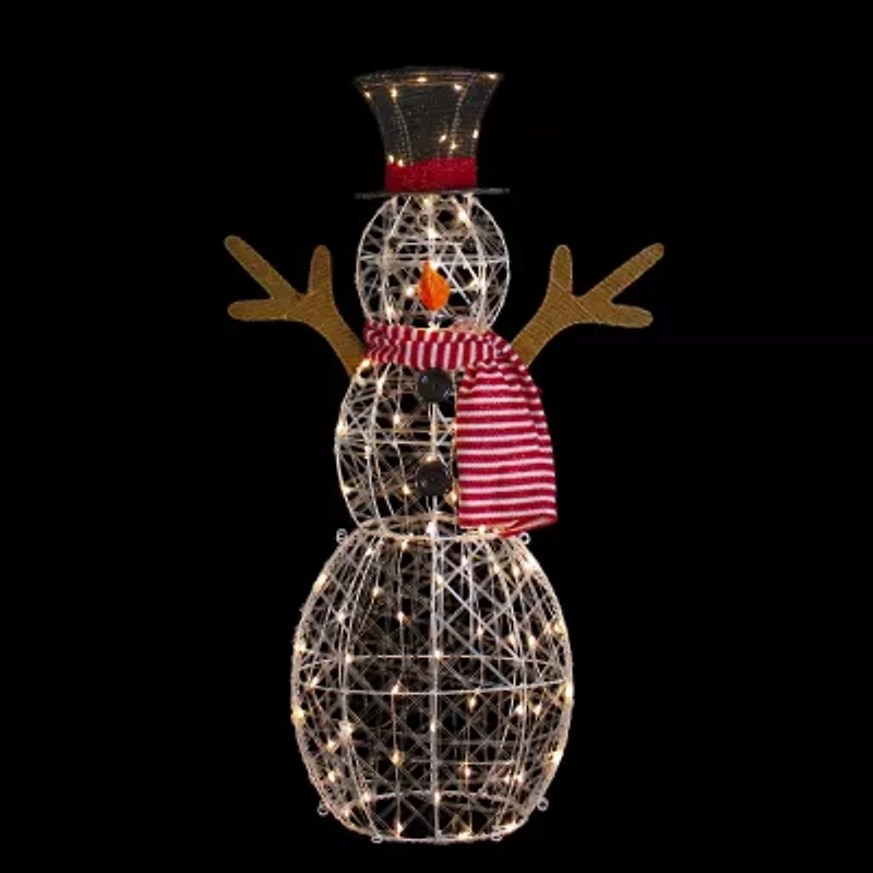 Northlight 48in Led Lighted Snowman With Top Hat And Red Scarf Christmas Yard Art