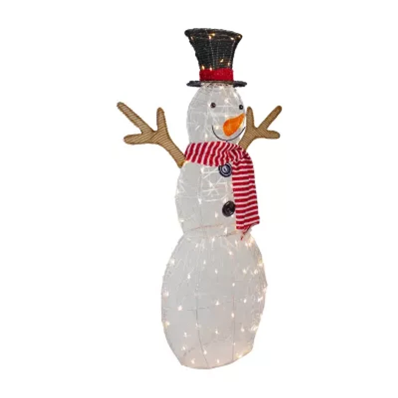 Northlight 48in Led Lighted Snowman With Top Hat And Red Scarf Christmas Yard Art