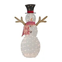 Northlight 48in Led Lighted Snowman With Top Hat And Red Scarf Christmas Yard Art