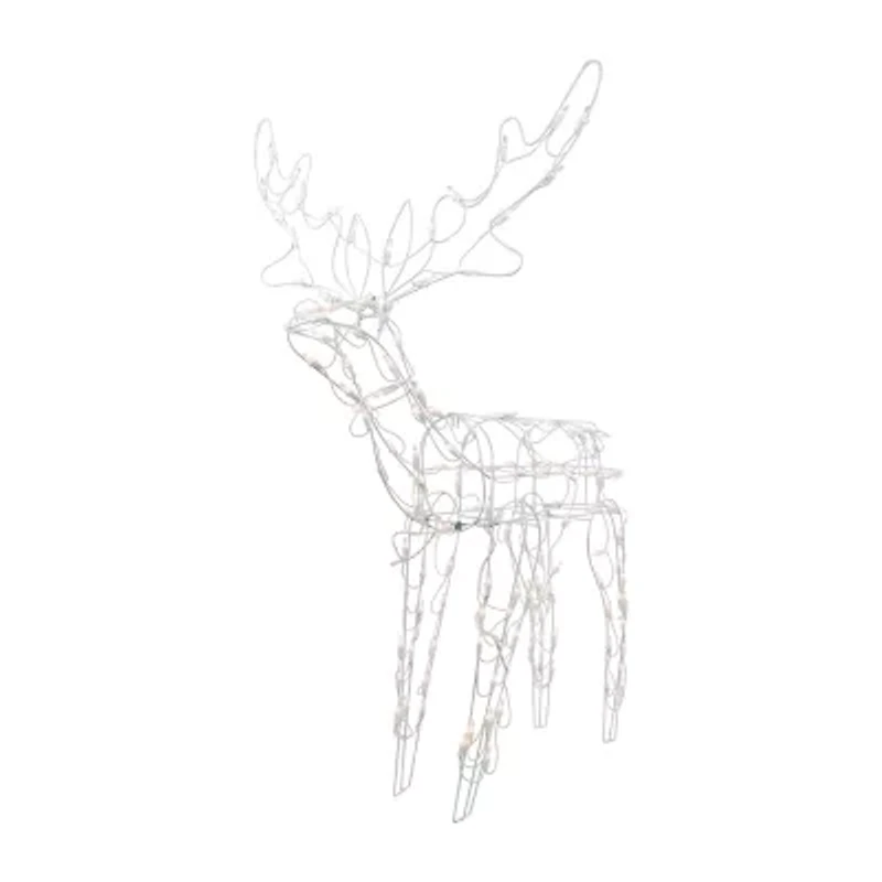 Northlight 48in Lighted White Standing Reindeer Christmas Yard Art