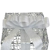Northlight Set Of 3 Led Lighted Silver Glitter Threaded Gift Boxes Outdoor Decoration Christmas Yard Art