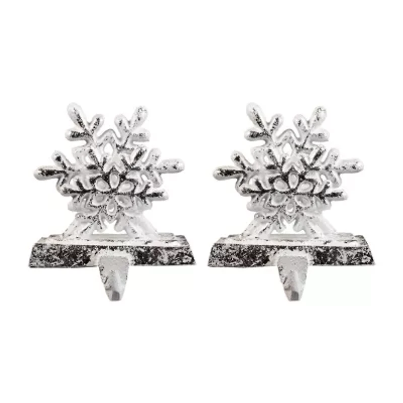 Northlight 12.5in Silver Snowflake 3-pc. Christmas Stocking Holder