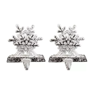 Northlight 12.5in Silver Snowflake 3-pc. Christmas Stocking Holder