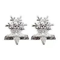 Northlight 12.5in Silver Snowflake 3-pc. Christmas Stocking Holder