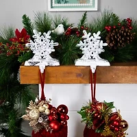Northlight 12.5in Silver Snowflake 3-pc. Christmas Stocking Holder