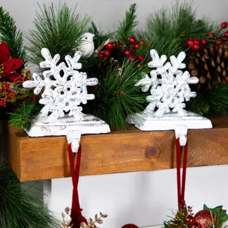 Northlight 12.5in Silver Snowflake 3-pc. Christmas Stocking Holder