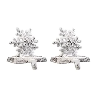 Northlight 12.5in Silver Snowflake 3-pc. Christmas Stocking Holder