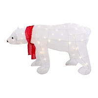 Northlight 18in Led Lighted Tinsel Polar Bear Christmas Yard Art