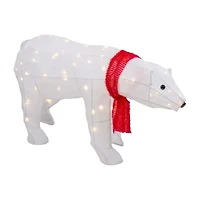 Northlight 18in Led Lighted Tinsel Polar Bear Christmas Yard Art