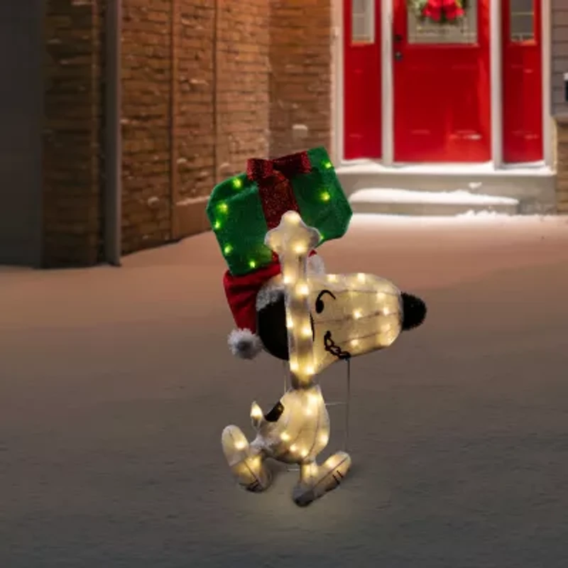 Northlight 32in Lighted Peanuts Snoopy With Present Christmas Yard Art