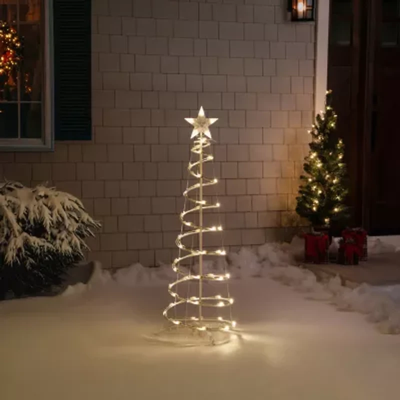 Northlight 4ft Led Lighted Spiral Cone Tree  Warm White Lights Christmas Yard Art