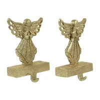 Northlight Gold Angel Glittered 5.5in 2-pc. Christmas Stocking Holder