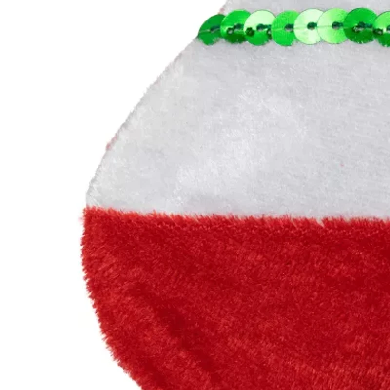 Northlight 18in Green And Red Velvet Sequin Stripe Christmas Stocking