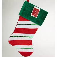 Northlight 18in Green And Red Velvet Sequin Stripe Christmas Stocking
