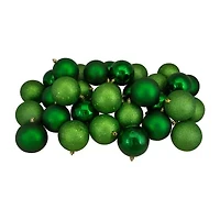 32ct Xmas Green Shatterproof 4-Finish Christmas Ball Ornaments 3.25'' (80mm)