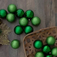 32ct Xmas Green Shatterproof 4-Finish Christmas Ball Ornaments 3.25'' (80mm)