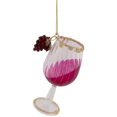 4.25'' Red and Clear Glittered Wine Glass Christmas Ornament